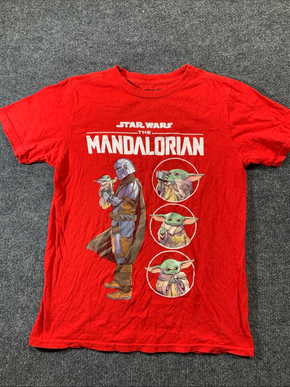 Star Wars Red The Mandalorian & Grogu Graphic Kids Tee